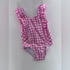 Pink Gingham Ruffle Swimsuit